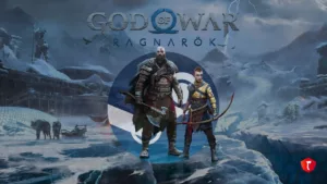 Kratos and Atreus from God of War Ragnarok with the Steam logo behind them